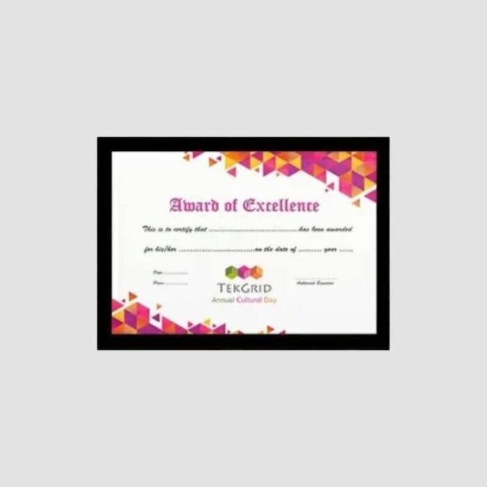 A4 Plain Framed Certificates