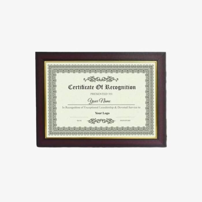 A4 Gold Line Framed Certificates